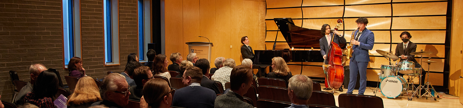 Moscovich Recital Hall with Jazz Combo performing on stage