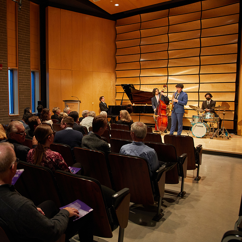 Moscovich Recital Hall with Jazz Combo performing on stage