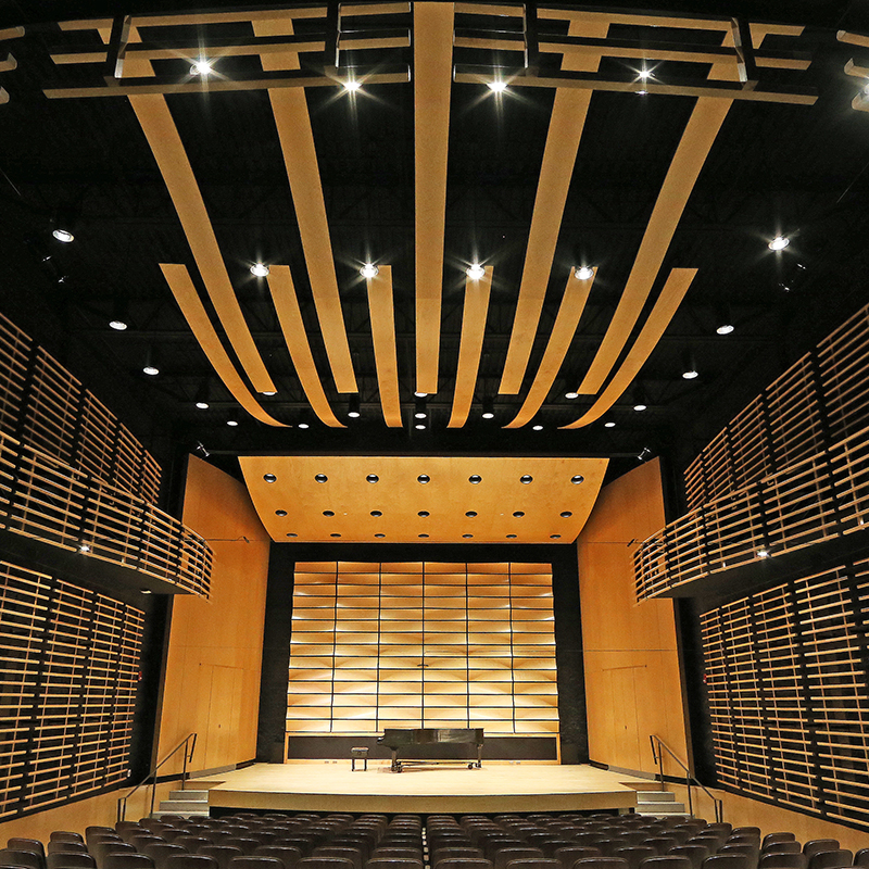 von Kuster Hall view of the stage with a piano