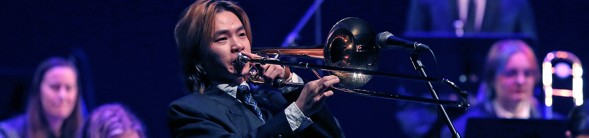 Jazz Ensemble performer on the trombone
