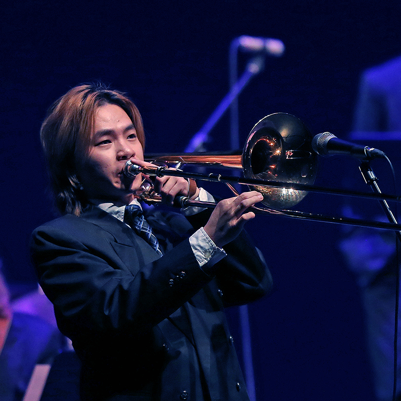 Jazz Ensemble performer on the trombone