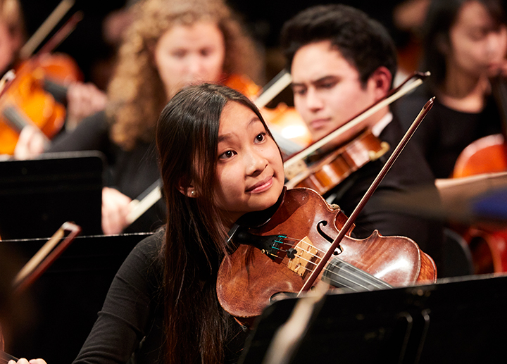 Viola student performing in the Symphony Orchestra