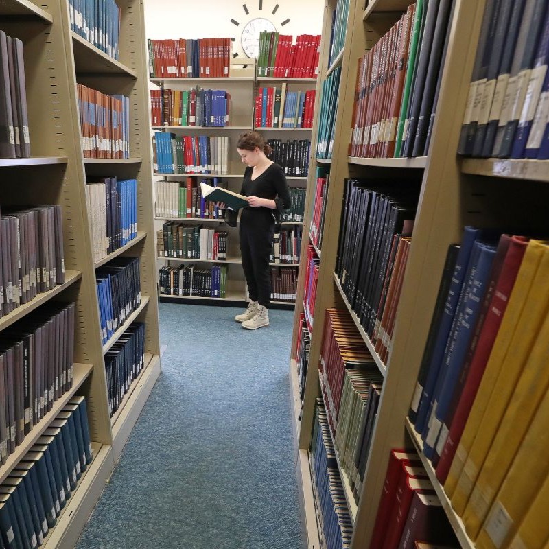 photo of student in library
