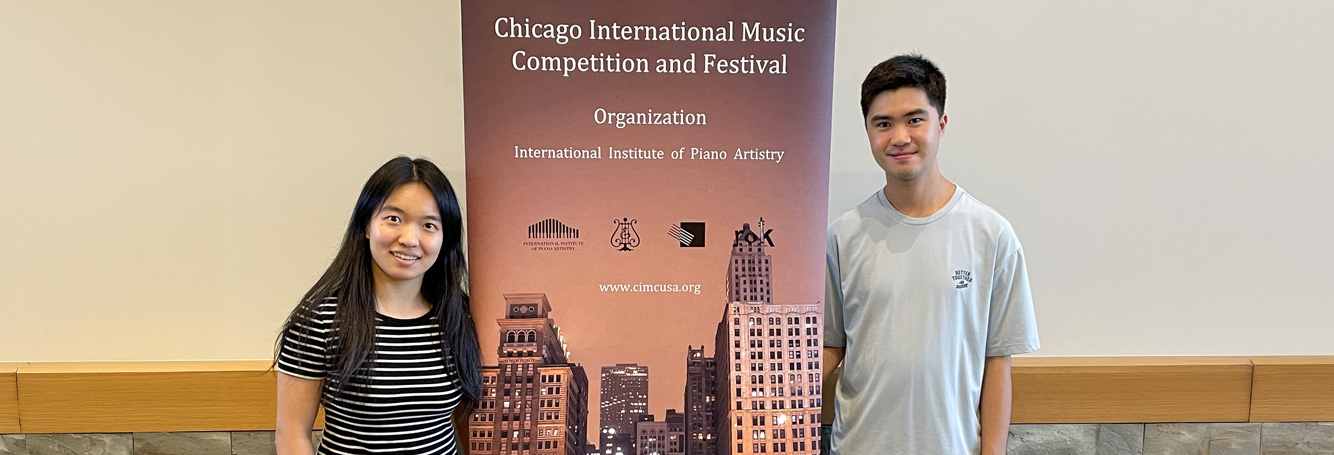 DMA piano student Jingquan Xie (student of Kyung Kim) and BMus percussion student William Kim (student of Jill Ball)