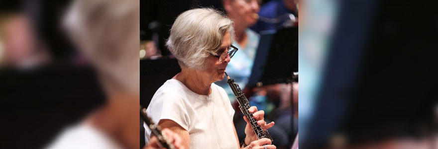 Margaret Wilkinson (Advanced Band I) playing the oboe, June 20, 2024 (Nicole Osborne/Western Alumni Magazine)