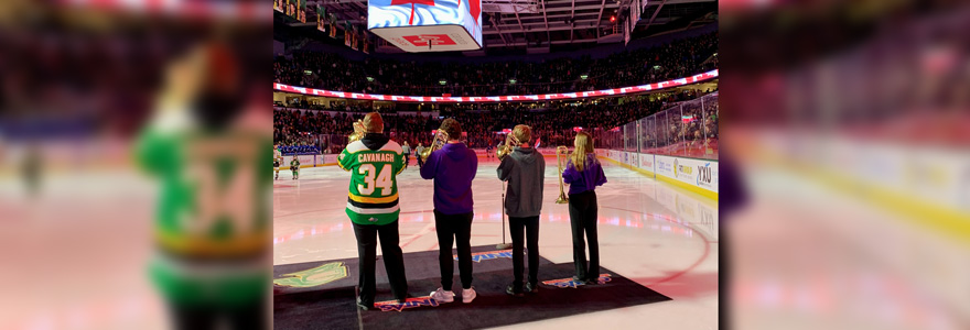 (on ice L to R): Will Cavanagh, Andrew Brooks, Ryan Minten and Amy Jordaan