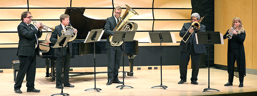 The Faculty Brass perform Fanfare at the Music Building Grand Opening celebration