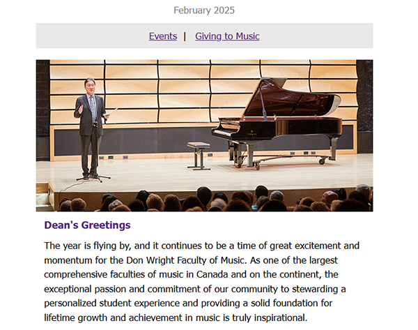 Screencap of alumni newsletter header