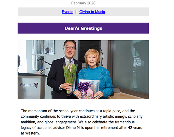 Screencap of alumni newsletter header