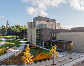 Music Building and Talbot College aerial view on Western University campus