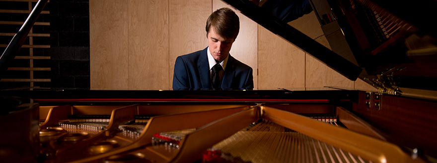 James Masschelein, BMUs (Piano Performance) grad performing in von Kuster Hall