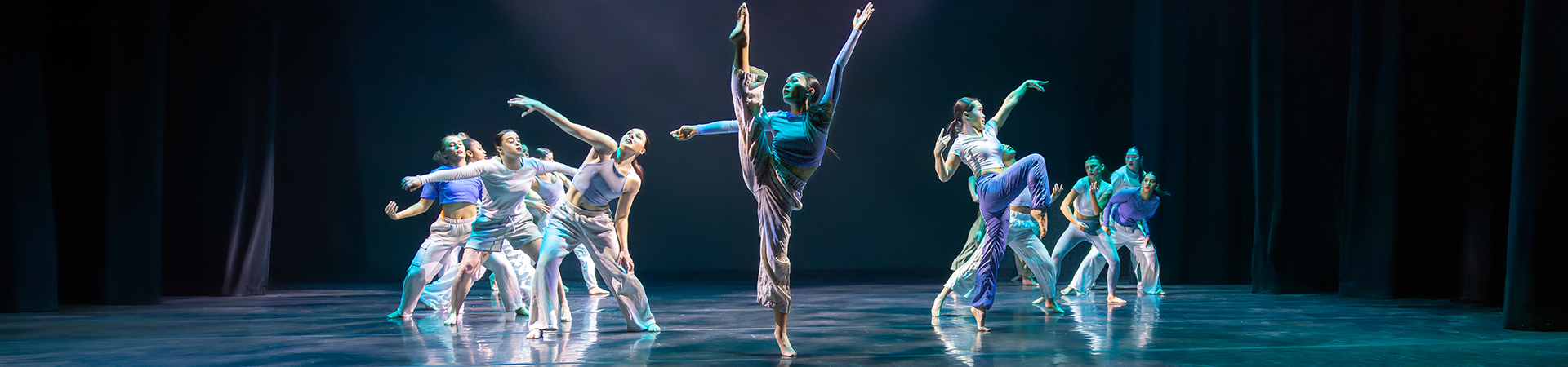 Dance Minor students performing on stage in Paul Davenport Theatre