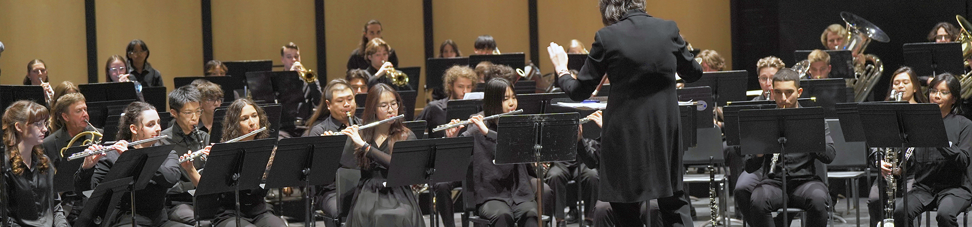 Wind Ensemble members performing on stage