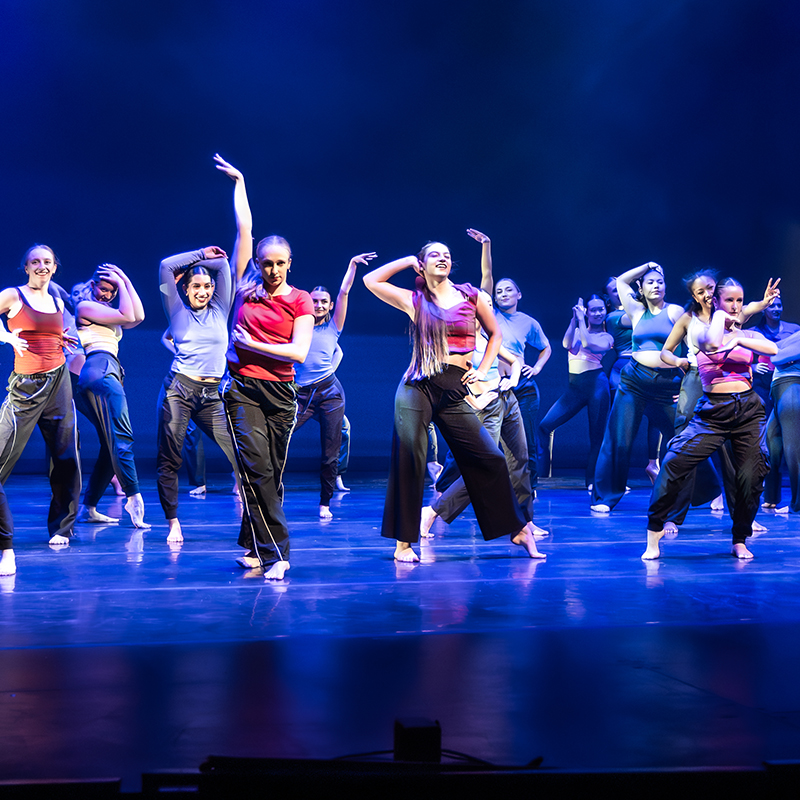 Dance Minor students performing on stage in Paul Davenport Theatre