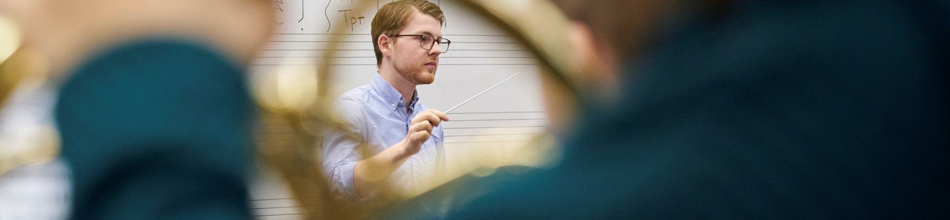 photo of student conducting