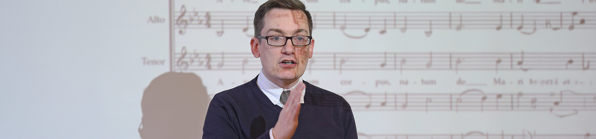 A professor leading a music theory class