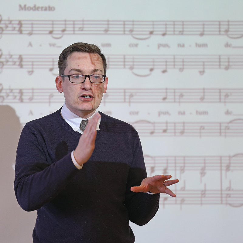 A professor leading a music theory class