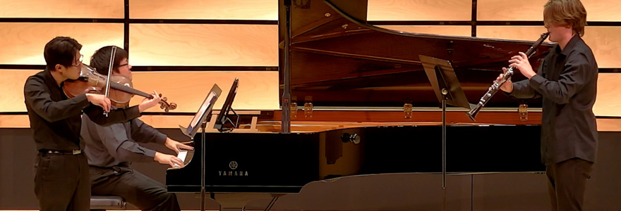 (left to right) Tasman Tantasawat, viola, Theodore Chow, piano, and Finn Inglis, clarinet